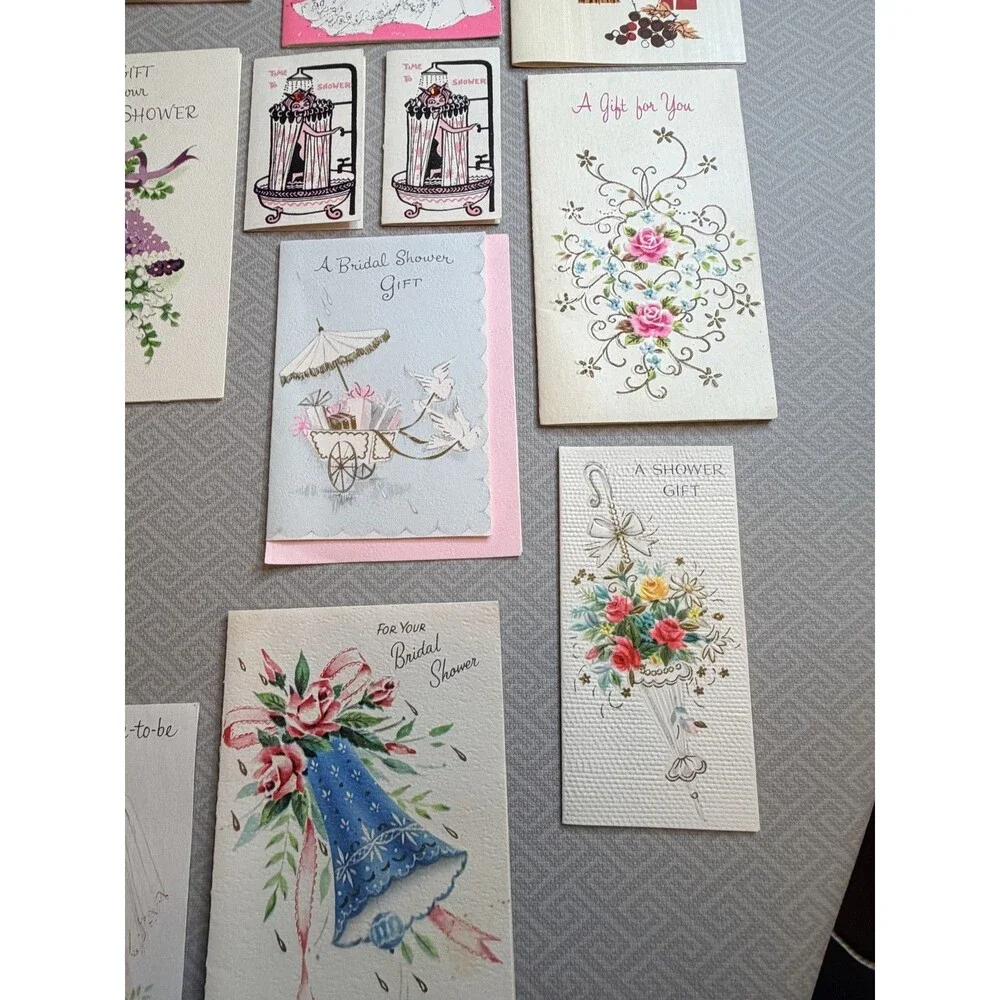 Vintage Bridal Shower Greeting Cards Lot of 33 Mid-Century Wedding Ephemera WOW